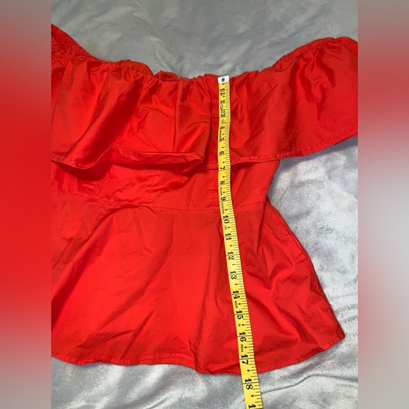 Boston proper peplum Off-Shoulder orange blouse smocked flame size 12 cotton - Picture 3 of 7